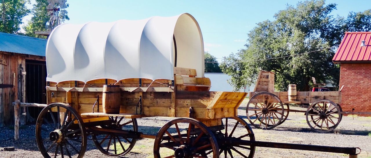 Replica wagons built by museum co-founder Ronnie Carpenter.